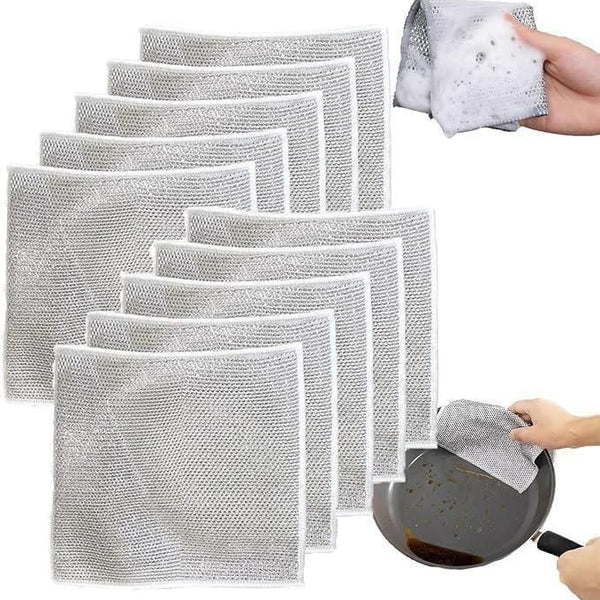 Multipurpose Wire Dishwashing Rags for Wet and Dry Pack of 10